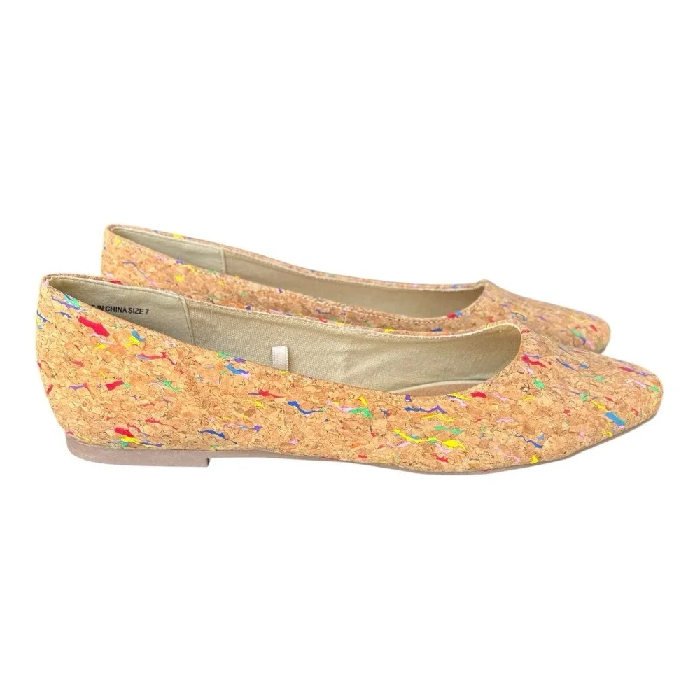 Serra Cork Flats Womens Size 7 Pointed Toe Multicolor Speckled Slip On Casual